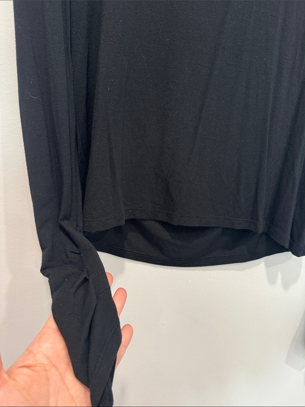 Elie Tahari Black Draped Cowl Long-Sleeve Top - Picture 2 of 5